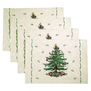Avanti Linens Spode Christmas Tree Set 4 Placemats 13"x19" Fabric Machine Wash